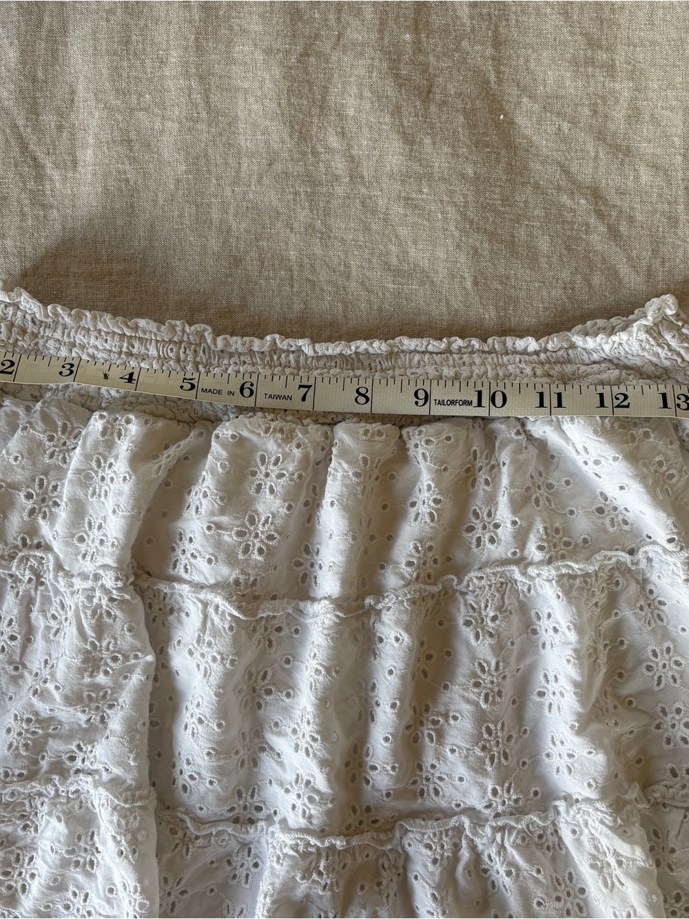 White Eyelet Ruffled Mini Skirt - Picture 3 of 3
